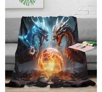 3D Printed Dragon battle Bed Throw Microfiber Ultra Soft Warm Bedding Fantasy mythical creatures Thermal Blanket Breathable All Season for Dorm Dwellers University Students Teens 50x60inch(127x152cm)