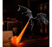 3D Printed Dragon Book Nook Light, Fire-Breathing Fantasy Bookshelf Decor | Dragon Bookshelf Decor Light, 3D Printed with Flat Stable Base, Red or Blue Flame, Halloween Shelf Display, Book Lover Gift
