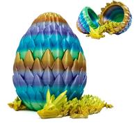 3D Printed Dragon Crystal Articulated Dragon Egg Surprise Easter Eggs Easter Basket Stuffers Home Office Decor Executive Desk Toys Gifts (Multicolored)