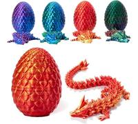 3D Printed Dragon Crystal - Full Articulated Dragon with Egg, Fidget Toys - Home & Office Decor - Kids & Adults (Laser Orange)