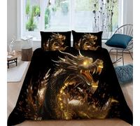 3D Printed Dragon Duvet Cover Set Double size,Soft Microfiber Hypoallergenic Animals East Bedding Set with Pillowcase, Quilt Cover with Zipper for Kids, Teens, Adults2e130