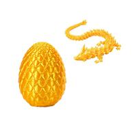 3D Printed Dragon Egg, 2025 Easter Dragon Eggs with Dragon Inside, Full Articulated Dragon in Egg, Crystal Dragon Fidget Toys Home Decor , Adults Fidget Toys for ADHD (Yellow)