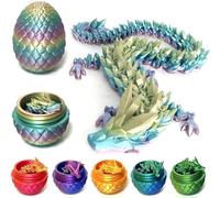 3D Printed Dragon Egg, Dragon Egg with Dragon Inside 3D Printed Fidget Toy, 3D Print Surprise Animals Toy for Kids and Adults (Rainbow Color)