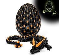 3D Printed Dragon Egg,Dragon Eggs Glow in with Dragon Inside Dark Articulated Animals Fidget Toy,Home Office Decor Executive Desk Toys for Autism/ADHD (Luminous Cyan)