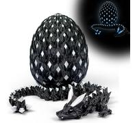 3D Printed Dragon Egg,Dragon Eggs Glow in with Dragon Inside Dark Articulated Animals Fidget Toy,Home Office Decor Executive Desk Toys for Autism/ADHD (Luminous White)