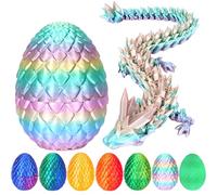 3D Printed Dragon Egg, Mystery Articulated Crystal Dragon Egg Fidget Toys, 3D Print Surprise Animals Toy for Kid Teen Boy Girls (Rainbow Color)