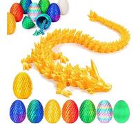 3D Printed Dragon Egg, Mystery Articulated Crystal Dragon Egg Fidget Toys and Decoration, 3D Print Surprise Animals Toy for Kid Teen Boy Girls Christmas Birthday Graduation Gift (Gold)