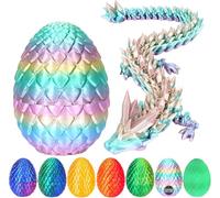 3D Printed Dragon Egg, Mystery Articulated Crystal Dragon Egg Fidget Toys and Decoration, 3D Print Surprise Animals Toy for Kid Teen Boy Girls Christmas Birthday Graduation Gift (Rainbow)