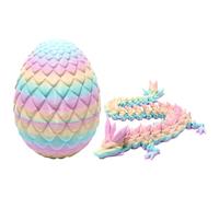 3D Printed Dragon Egg with Articulated Rainbow Dragon - 13cm Large Eco-Friendly PLA Desk Decor, Autism Sensory Fidget Toy for Anxiety Relief & Easter Christmas Party Gifts(30cm Long) (Colorful B)