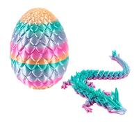 3D Printed Dragon Egg with Articulated Rainbow Dragon - 13cm Large Eco-Friendly PLA Desk Decor, Autism Sensory Fidget Toy for Anxiety Relief & Easter Christmas Party Gifts(30cm Long) (Colorful C)