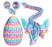 3D Printed Dragon Egg with Articulated Winged Dragon Inside, Collectible Figurine Fidget Toy for Adults Kids, Birthday Easter Stocking Fillers for Friends Colleagues,Rainbow M Size
