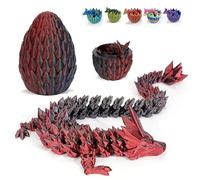 3D Printed Dragon Egg with Dragon Inside, Easter Eggs Articulated Mystery Crystal Dragon, Adults Fidget Toys fo for Autism/ADHD, Easter Basket Stuffers Desk Toys for Home Office Decor (Dark Red)