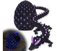 3D Printed Dragon Eggs Mystery Articulated Crystal Dragon Egg Glow in The Dark 3D Print Surprise Animals Fidget Toy Crystal 3D Print Dragon in Eggs for Kids Boys Girls Home Decor (Black Purple)