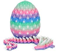 3D Printed Dragon Eggs Mystery Dragon Egg Glow in The Dark Articulated, 3D Print Surprise Animals Toy for Kid Teen Boy Girls In Night(Rainbow White)