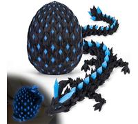 3D Printed Dragon Eggs Mystery Dragon Egg Glow in The Dark Articulated Animals Fidget Toy Cool Crystal 3D Print Dinosaur Toys Dino Eggs for Boys Girls Teens (Black Blue(glow in the Dark))