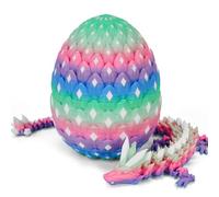 3D Printed Dragon Eggs Mystery Dragon Egg Glow in The Dark Articulated Animals Fidget Toy Cool Crystal 3D Print Dinosaur Toys Dino Eggs for Boys Girls Teens (Rainbow)