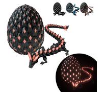 3D Printed Dragon Eggs with Dragon Inside - 11.8in Articulated Fidget Animals Glow in The Dark, Interesting Decorative Gift, Home & Office Decor - Upgraded 2026 Collectible Easter Basket Filler (Red)