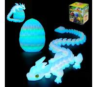 3D Printed Dragon Eggs with Dragon Inside, Articulated Fidget 3D Printed Animals, Interesting Decorative Gift (12inch, Glow in The Dark)