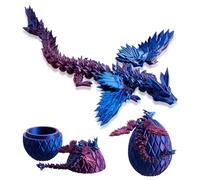 3D Printed Dragon Eggs With Dragon Inside, Flexible Articulated Wings, Fidget Toys, Easter Basket Stuffers, Home Office Desk Decor - Laser Purple