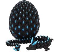 3D Printed Dragon Eggs with Dragon Inside, in The Dark Cool 3D Printer Articulated Animals Fidget Toy, Home Office Desk Decor, Gift for Kids, Teens, Boys, Girls(Nightglow blue)