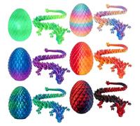 3D Printed Dragon Eggs with Dragon Inside, Six Pack Fantasy Fidget Toys, Articulated Dragon Egg Collection for Home Decor and Stress Relief, Red Blue Green Gold Rainbow Black Red Colour Combinations