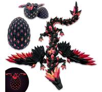 3D Printed Dragon Eggs with Flying Dragon Inside, in The Dark Cool 3D Printer Articulated Animals Fidget Toy, Home Office Desk Decor, Gift for Kids, Teens, Boys, Girls (Nightglow Golden Red)