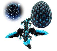 3D Printed Dragon Eggs with Flying Dragon Inside, in The Dark Cool 3D Printer Articulated Animals Fidget Toy, Home Office Desk Decor, Gift for Kids, Teens, Boys, Girls(Nightglow blue)
