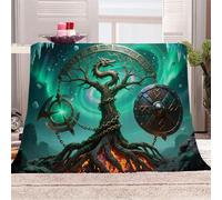 3D Printed Dragon Entwined Ancient Tree Flannel Fleece Blanket （270GSM） Mysterious Fantasy Style Super Cozy 130x150 cm single Size Fade Resistant Home Decor Gift - Machine Washable