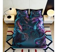 3D Printed Dragon Fantasy Fitted Sheet Microfiber Soft Breathable Neon Night Mattress Cover Bedroom Decor 90x200x25cm