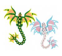 3D Printed Dragon, Fantasy Movable Fidget Dragon, 2 Pcs | 3D Printed Dragon With Wings, Articulated Movable Body, 3D Printed Animals Fidget for Desktop Decor and Gifts (Green+Blue)