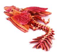 3D Printed Dragon Feathered Wyvern Dragon Dragon Puppet Articulated Dragon 3D Printed Toys Dragon Toys 3D Dragon(Red)