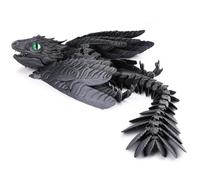 3D Printed Dragon Feathered Wyvern Dragon Dragon Puppet Articulated Dragon 3D Printed Toys Dragon Toys 3D Dragon(Black)