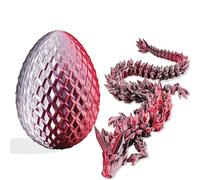 3D Printed Dragon Figurine & Egg Set - Poseable Fidget Decor with Flexible Joints | 3 Sizes (S/M/L) | Stress Relief Display (Lava red,Small)