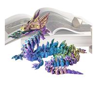 3D Printed Dragon | Flexible Movement Articulated Toy - Flexible 3D Printed Fire Dragon Collectible Decor for Easter Basket Party Desk Bookshelf Room Display