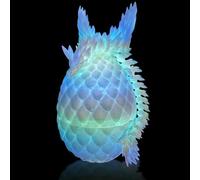 3D Printed Dragon Glow Rainbow in The Dark with Wings and Egg, 7.87-inch Perfect Easter Basket Essentials, Small Stuffers, Full Articulated Crystal Animal Fidget Toy for Adult, Movable Fingertip Gift