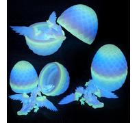 3D Printed Dragon Glow Rainbow in The Dark with Wings and Egg, 7.87-inch Perfect Easter Basket Essentials, Small Stuffers, Full Articulated Crystal Animal Fidget Toy for Adult, Movable Fingertip Gift