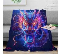3D Printed Dragon head Thermal Blanket Microfiber Warm Thermal Bedding Soft Neon fantasy art Fluffy Blanket Luxurious Gift for Friends Colleagues Loved Ones 50x60inch(127x152cm)