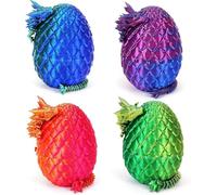 3D Printed Dragon in Egg,8.5CM Mini Dragon Egg,Flexible Joints Home Decor Executive Desk Toys,Home Office Decor Executive Desk Toys for Autism/ADHD (4PCS-B)