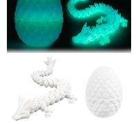 3D Printed Dragon in Egg, Articulated Dragon Crystal Dragon Egg, 8.5cm Dragon Egg & 22cm Fidget Dragon Toys Dragon Model Flexible for Easter Bonus Decoration Desk Office Toys Car Interior Decoration