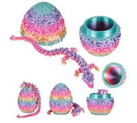3D Printed Dragon in Egg Articulated Rose Eggs with Flexible Joints 3d Printed Dragon Home Desk Decor for Adults (13cm Random Gradient Rainbow Rose Egg, 30cm Dragons)