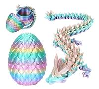 3D Printed Dragon in Egg, Dragon Egg Fidget Toy with Articulated Dragon Inside, Rainbow Color 3D Dragon Toy for Kids, Teens, Adults, Autism Anxiety Relief, Christmas, Easter, Birthday Gift, Desk Decor