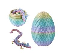 3D Printed Dragon in Egg, Dragon Eggs with Dragon Inside, Full Articulated Dragon Crystal Dragon Fidget Toys for Kids, Adults Fidget Toys for Autism ADHD, Home Office Desk Toys Decor (Macaron)
