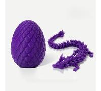3D Printed Dragon in Egg, Dragon Eggs with Dragon Inside, Full Articulated Dragon Crystal Dragon Fidget Toys for Kids, Adults Fidget Toys for Autism ADHD, Home Office Desk Toys Decor (Purple)