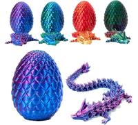3D Printed Dragon in Egg - Full Articulated Crystal Dragon Egg Fidget Toys, Home Office Decor Executive Desk Toys for Kids & Adults (Laser Purple)