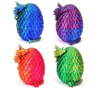 3D Printed Dragon in Egg, Full Articulated Crystal with Dragon Egg, Home Office Decor Executive Desk Toys, Adults Fidget Toys for Autism/ADHD (4color)