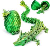 3D Printed Dragon in Egg, Full Articulated Dragon Eggs with Dragons Inside, Crystal Dragons Fidget Toys, Flexible Joints Home Executive Desk Toys, Easter Egg Hunt for Autism/ADHD (Laser Yellow Green)