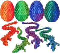3D Printed Dragon in Egg, Full Articulated Dragon Eggs with Dragons Inside, Crystal Dragons Fidget Toys, Flexible Joints Home Executive Desk Toys, Easter Egg Hunt for Autism/ADHD (4PCS)