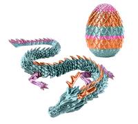 3D Printed Dragon in Egg - Fully Articulated Gemstone & Crystal Figurine - Unique Fantasy Gift, Collectible Rainbow Dragon Egg Toy for Christmas, Easter, Birthdays, Home & Office Executive Desk Decor