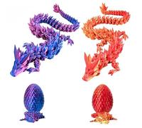 3D Printed Dragon in Egg Toy, Magic Hatchable Plastic Model Kit - Easter Basket Stuffers, Kids Gift, Sensory Fidget Toy for Autism Anxiety Relief, Desk Home Office Decoration, 2Pcs