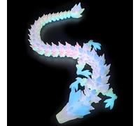 3D Printed Dragon Large: 3D Luminous Rainbow Crystal Dragon Glow in the Dark with Flexible Joints | Home and Office Decor Executive Desk Ornament